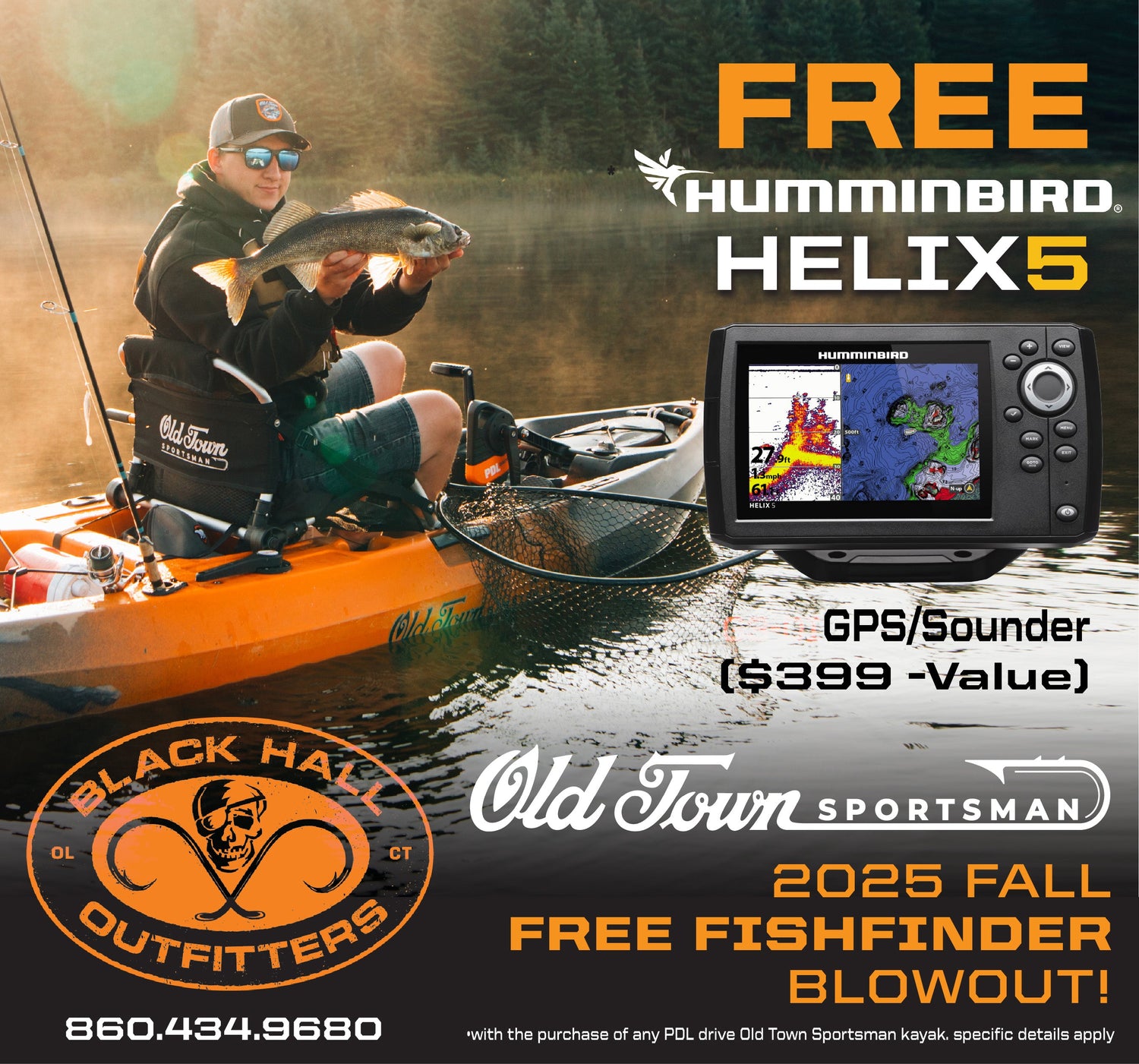 FREE HELIX 5 CHIRP DI GPS G3 With Purchase of an Old Town Sportsman Motorized or Pedal Kayak!