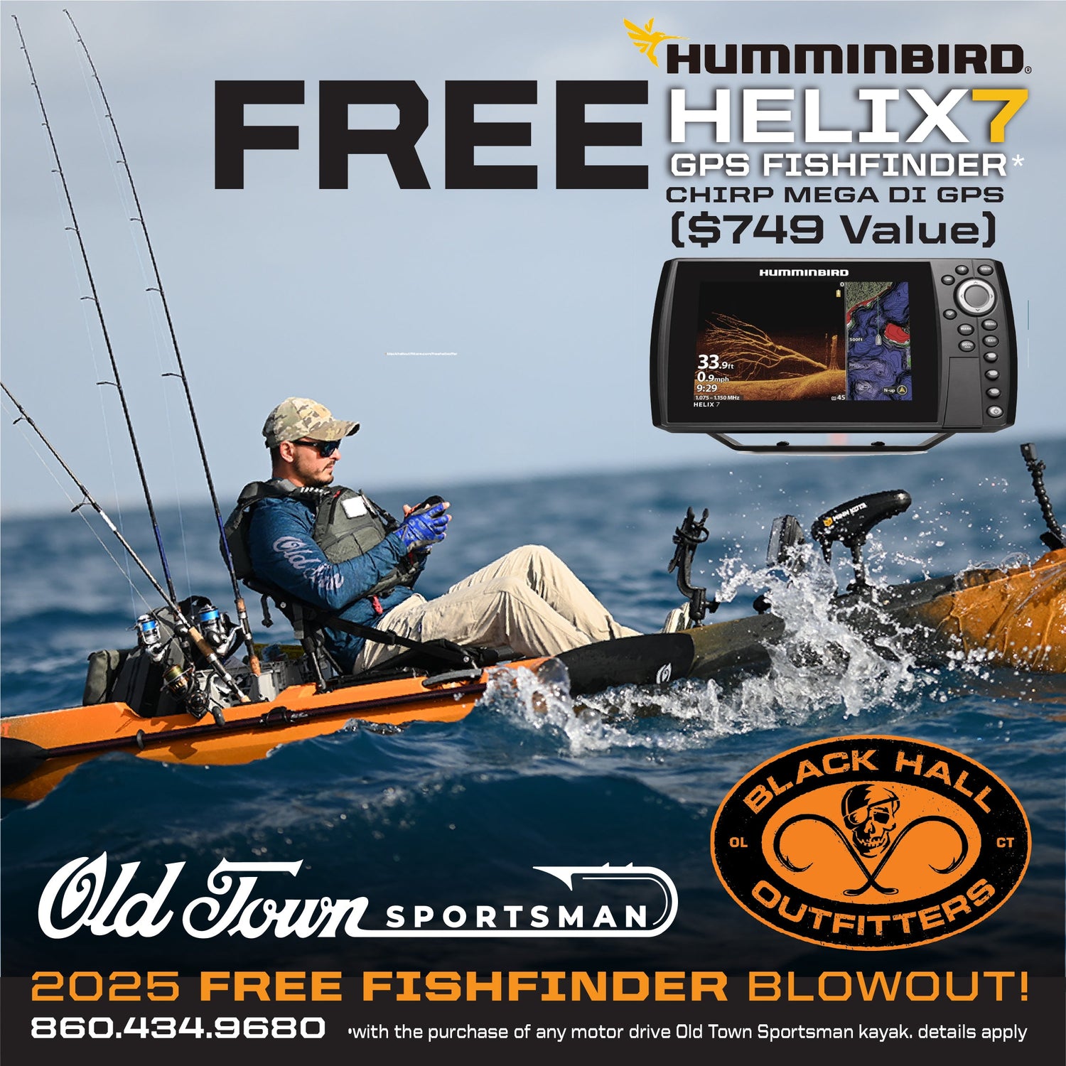 Get a FREE Humminbird Helix 7 with the purchase of a new Old Town Sportsman motorized model!
