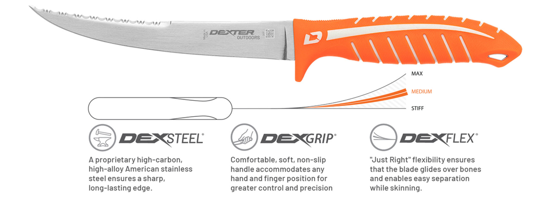 Dexter Outdoors DEXTREME Dual Edge 7" Flexible Fillet Knife with Sheath