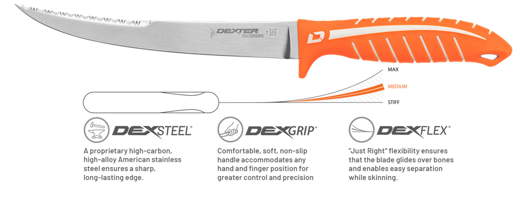 Dexter Outdoors DEXTREME Dual Edge 8" Flexible Fillet Knife with Sheath