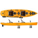 A top down and side view of a 2023 Hobie Mirage Compass Duo Tandem (Two Seat) kayak in the papaya orange color. The manufacturer part number is 81912230 and the manufacturer UPC is 792176945352