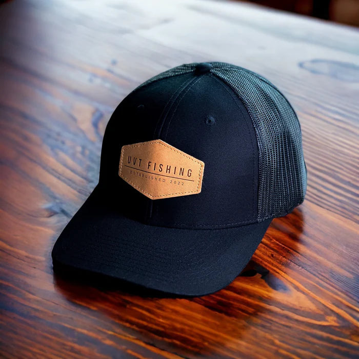 UVT Leather Patch Trucker Hat