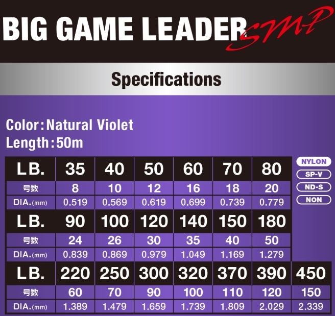 Varivas Big Game SMP Nylon Leader (50m)