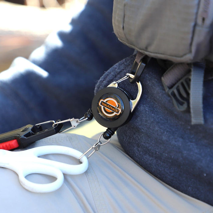 YakAttack Double Attachment Clip-on Retractor, Dual 18” Nylon Cord
