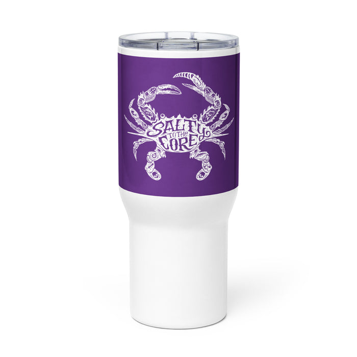 The Official "Salty To The Core" Salty Crab 25 oz Stainless Steel Travel Mug with a Handle