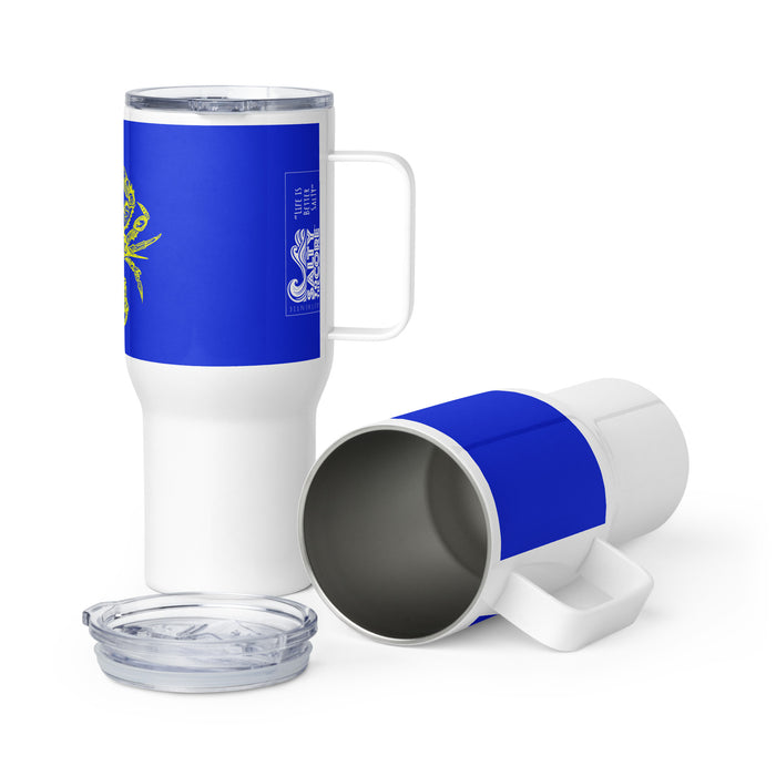 The Official "Salty To The Core" Salty Crab 25 oz Stainless Steel Travel Mug with a Handle