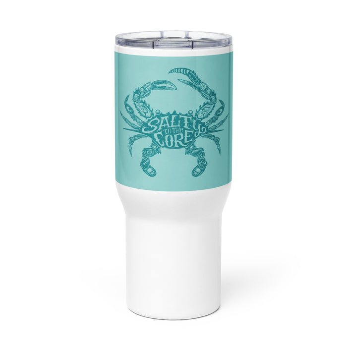 The Official "Salty To The Core" Salty Crab 25 oz Stainless Steel Travel Mug with a Handle