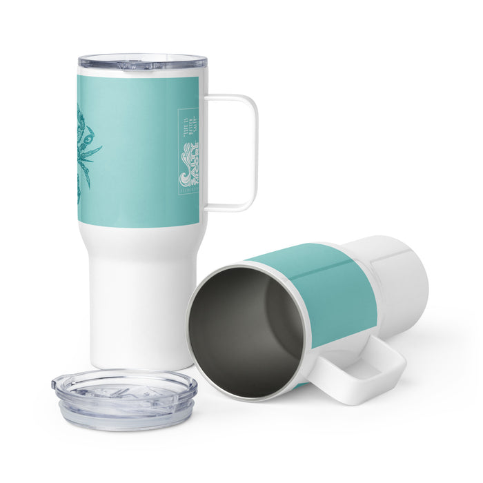 The Official "Salty To The Core" Salty Crab 25 oz Stainless Steel Travel Mug with a Handle