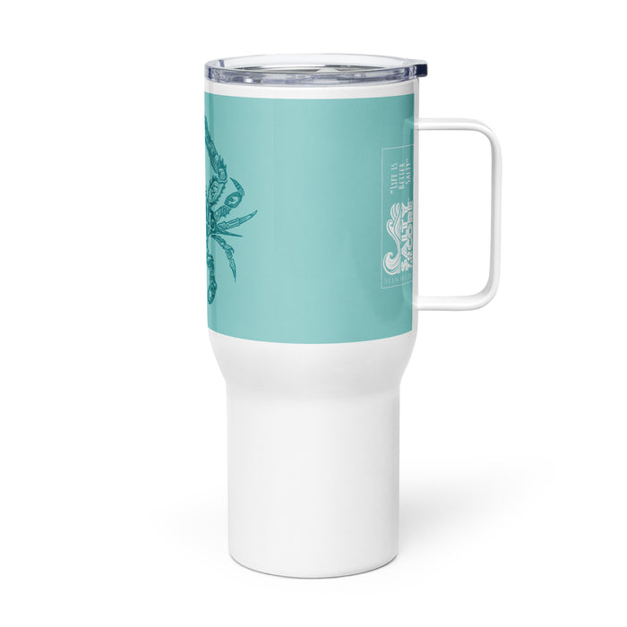 The Official "Salty To The Core" Salty Crab 25 oz Stainless Steel Travel Mug with a Handle