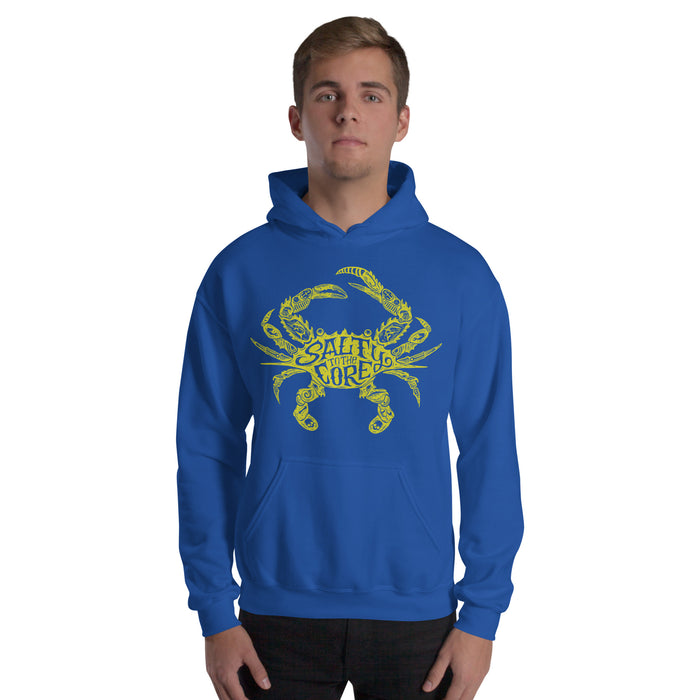 The Official Jungkook "Salty To The Core" Salty Crab Men's Hoodie (proudly featured by Jimin and Jungkook of BTS) - Royal Blue and Yellow - Front