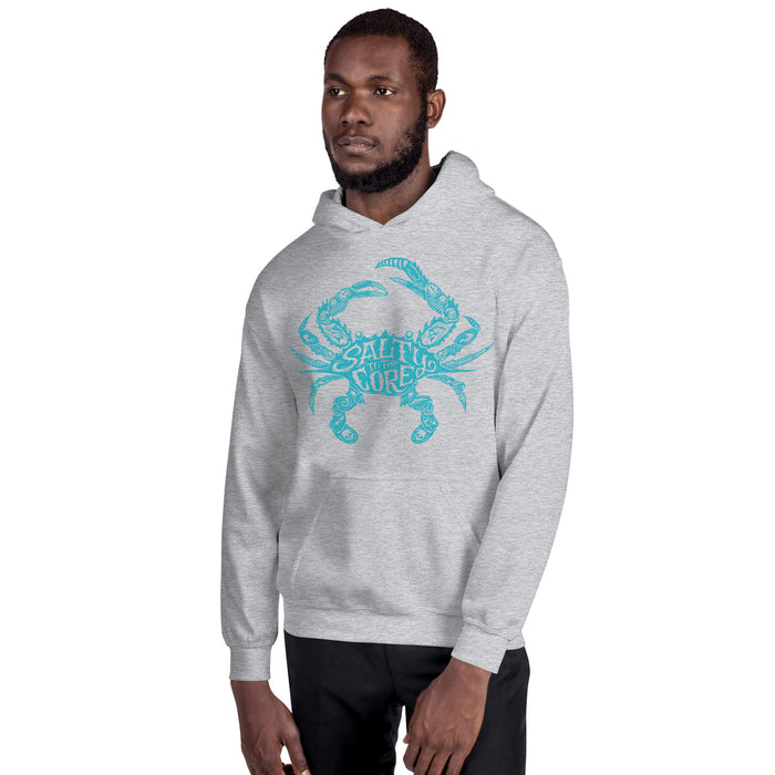 The Official Jungkook "Salty To The Core" Salty Crab Men's Hoodie (proudly featured by Jimin and Jungkook of BTS) - Grey and Blue - Front Alt1