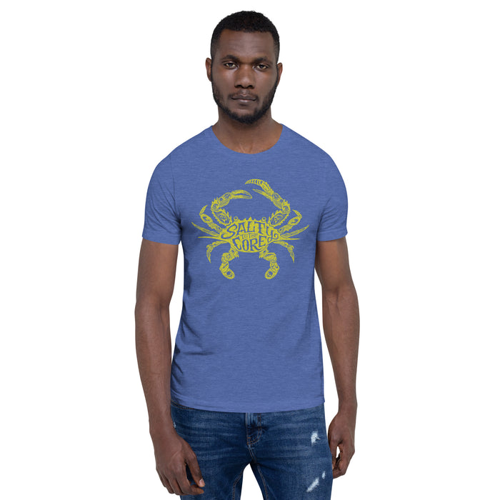 The Official Jungkook "Salty To The Core" Salty Crab Men's T-Shirt (proudly worn by Jimin and Jungkook of BTS) - Royal Blue and Yellow - Front Alt1